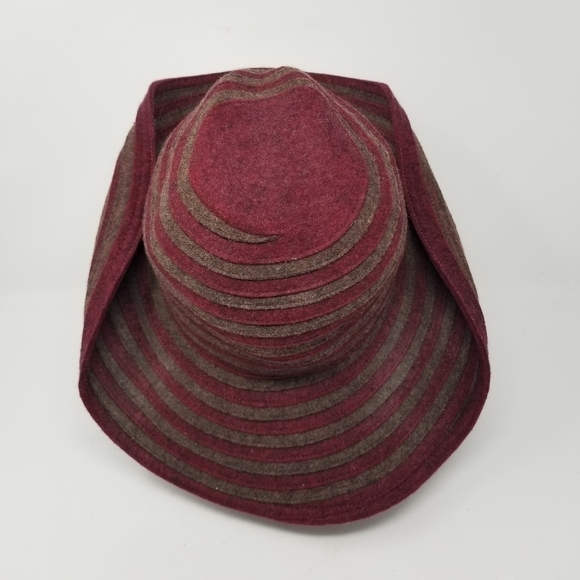 San Francisco Hat Felted 100% Wool Wide Rolled Brim Texture Stripes USA One Size - Picture 10 of 13